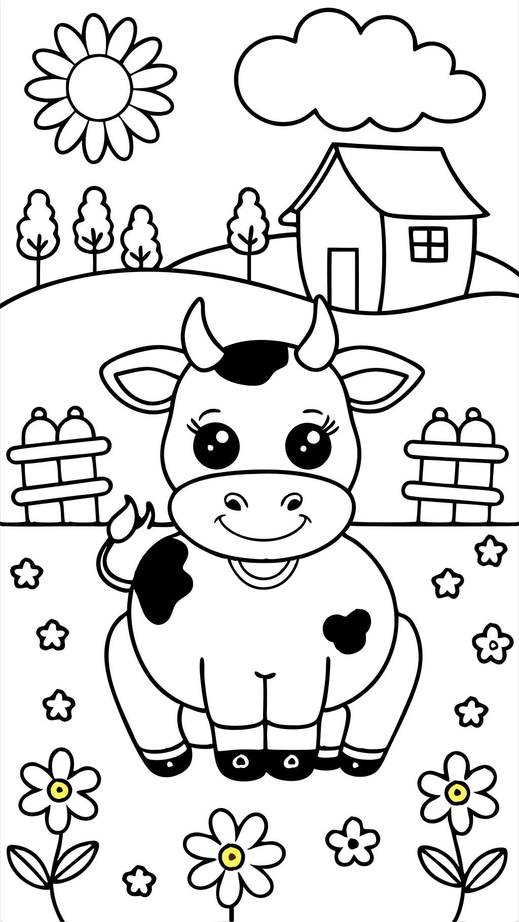 coloriages de vaches mignonnes